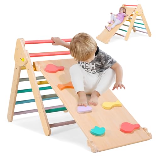3 in1 Innen-Klettergerüst für Kinder ab 1–5 Jahren, Stabilisierte verdickte Version des Klettersets mit Rutsche, Physische/Balance-Übungen, Rutschen und Klettern, Holz-Klettergymnastik, innen/aussen 3 in1 Innen-Klettergerüst für Kinder ab 1–5 Jahren, Stabilisierte verdickte Version des Klettersets mit Rutsche, Physische/Balance-Übungen, Rutschen und Klettern, Holz-Klettergymnastik, innen/aussen von MINENICE