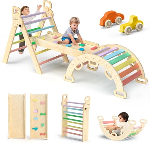 MINENICE Dreieck-Set, Baby-Kletterspielzeug, hölzernes Montessori-Kletterset für Kleinkinder, Montessori-Spielzeug (PJ869) von MINENICE