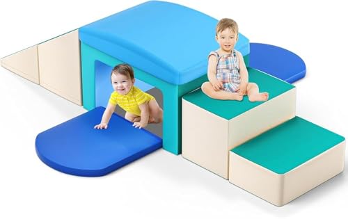 MINENICE Set mit 6 Schaumstoffbausteinen für Kinder, weiche Kletterblöcke, Kletterausrüstung und Spiel für den Innenbereich, dickes und wasserdichtes PU-Leder, pädagogisches Spielzeug, Blau MINENICE Set mit 6 Schaumstoffbausteinen für Kinder, weiche Kletterblöcke, Kletterausrüstung und Spiel für den Innenbereich, dickes und wasserdichtes PU-Leder, pädagogisches Spielzeug, Blau von MINENICE