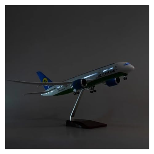 Flugzeug Spielzeug Für 787 B787 Usbekistan Airlines Flugzeug Modell Airliner Spielzeug Flugzeug Sammlung Display Zeigen 43CM Diecast Maßstab 1/130 (Größe : with Light) von MINGYTN