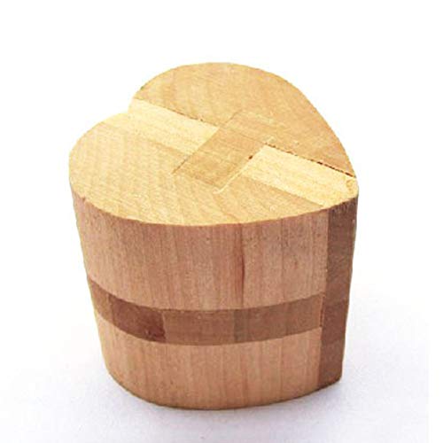 MINGZE 3D Holzpuzzle Denksportaufgaben, Knobelspiele Geduldspiel aus Holz Holzspielzeug, Logisches Spielzeug und Geschenk für Kinder und Erwachsene (Heart Lock) von MINGZE