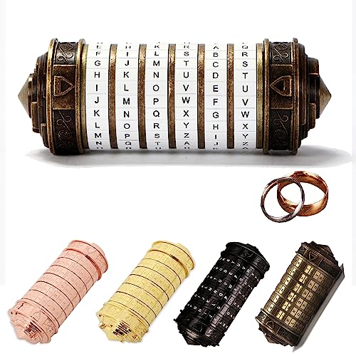 MINGZE Da Vinci Code, Zylinderschloss Box Mini Cryptex Retro Alphabet Sperren Valentinstag Freundin Freund Weihnachten Geburtstag Interessantes Kreatives Romantisches Geschenk（weiß-1） von MINGZE