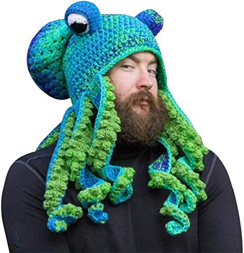 MINHADISI Handgewebte Gestrickte Mütze, Erwachsene Unisex Lustige Cartoon Octopus Lange Tentakel Augen Hut Cosplay Hut, Für Party Requisiten (Tippe C) von MINHADISI