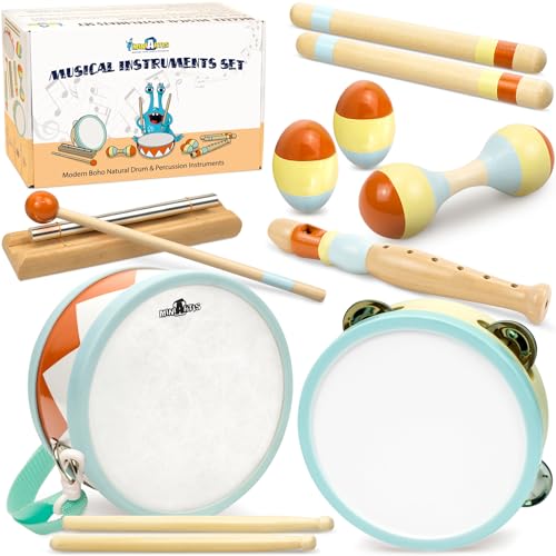 MINIARTIS Musikinstrumente für Kleinkinder, Montessori-Musikspielzeug für Kleinkinder von 1 bis 3 Jahren, modernes Boho-Trommel-Set mit neutralen Farben MINIARTIS Musikinstrumente für Kleinkinder, Montessori-Musikspielzeug für Kleinkinder von 1 bis 3 Jahren, modernes Boho-Trommel-Set mit neutralen Farben von MINIARTIS