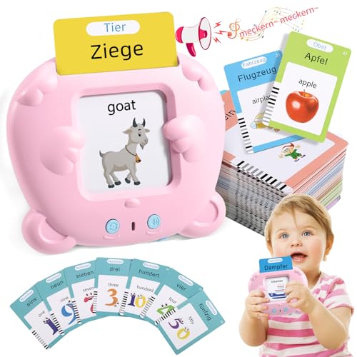 MINIBEAR Deutsch Englisch Sprechende Flashcards,Zweisprachig Sprechende Flashcards 255 Blätter 510 Wörter Hörbares Lernspielzeug für 1 2 3 4 5 6 Jahre Alt Jungen Mädchen,Sprachheilkunde Geschenke von MINIBEAR