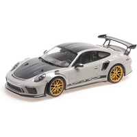 MINICHAMPS 1:18 PORSCHE 911 GT3RS (991.2) - 2019 - CHALK W/ WEISSACH PACKAGE W/ GOLDEN MAGNESIUM WHEELS von MINICHAMPS