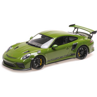 MINICHAMPS 1:18 PORSCHE 911 GT3RS (991.2) - 2019 - GREEN W/WORDING W/ BLACK WHEELS von MINICHAMPS