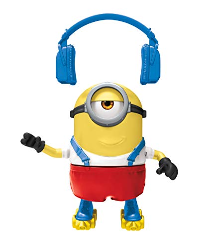 Minions GMD98 - ,,Minions: Auf der Suche nach dem Mini-Boss“, Stuart Actionfigur mit Rollschuhen, ca. 10 cm, Filmfigur-Spielzeug mit aktivierbarer Drehbewegung, für Kinder ab 4 Jahren von Mattel