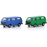 LEMKE Collection LC4330 N 1:160 2tlg. Set VW T3 Bus blau + grün von MINIS 1:160