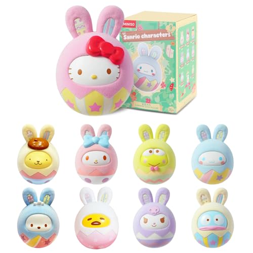 MINISO Sanrio Blind Box, Hello Kitty Blind Box Figur, 6,3 cm Kuromi Ostereier-Serie, zufälliges Design, Sanrio Osterhase Jalousien Box Spielzeug, My Melody Sammelfiguren, Oster-Geschenkidee, 1 Stück von MINISO