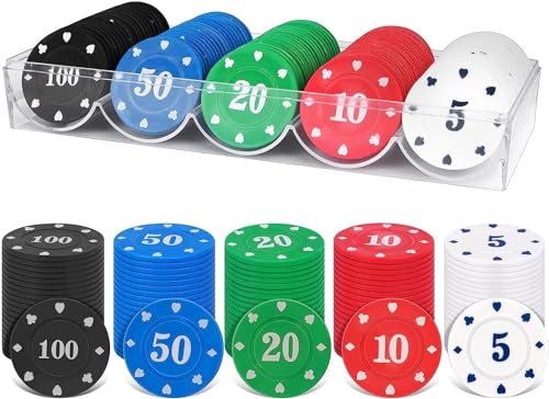 MINISOISO 100 Stück Pokerchips aus Kunststoff, Spielchips, Casino-Chips, Bingo-Chips, Poker-Chips mit Box für Zählen Mathematik Lernen und Spaß von MINISOISO