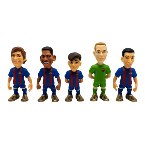 MINIX Bandai Packung mit 5 Puppen des FC Barcelona | Spielerfiguren Marcos Alonso, Araújo, GAVI, TER Stegen und Ferran Torres | Ideal für Kuchen oder Barcelona-Fans | 7 cm von MINIX