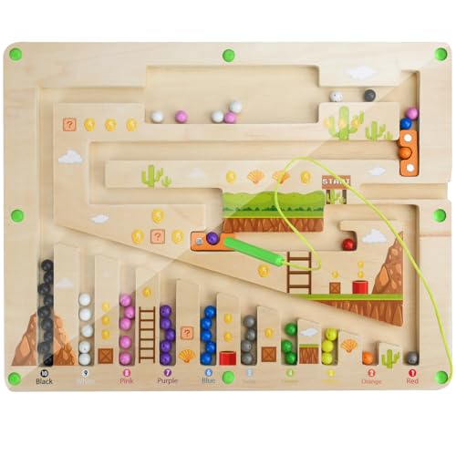 MINSHUXI Magnetisch Labyrinth-Spiel Zahlen Farben Lernen Sortierspiel Montessori Spielzeug Holz ab 2 3 4 5 Jahre für Mädchen Jungen von MINSHUXI