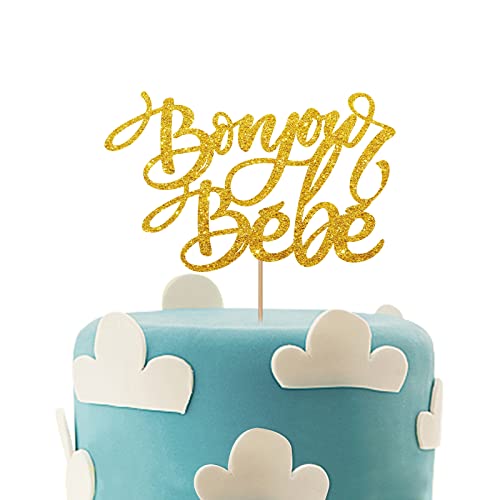 Bonjour Bebe Kuchendekoration, Hello Baby Kuchen Dekor, Paris Babyparty Party Dekoration Supplies - Gold Glitter von MINUET MINUTE