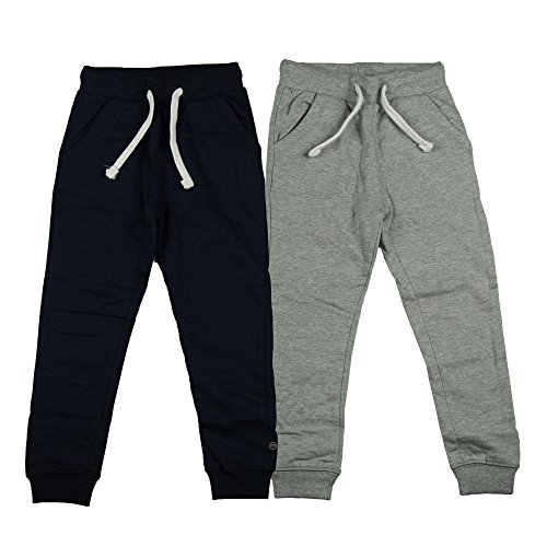 MINYMO Jungen Minymo 2er Pack Sweat Pants/Freizeithose für Jungen Hose, Mehrfarbig (Dark Navy/Grau 778), 128 EU von MINYMO