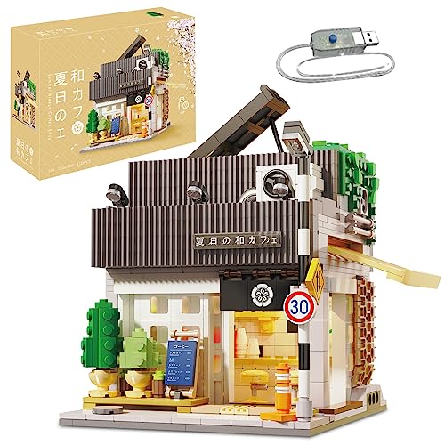 CADA C66007W Technik Coffee Shop Bausteine Haus mit Beleuchtungsset,Modulares Klemmbausteine MOC Haus Bauset,1116/pcs Groß Streetview Building Blocks,Erwachsener Bauspielzeug von MISINI