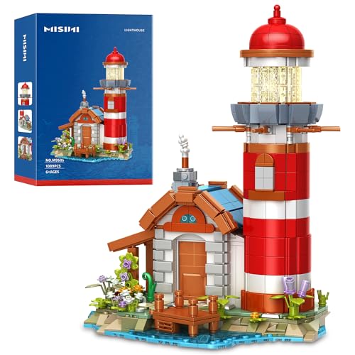 MISINI Ideas M9505 Leuchtturm Bausatz, kreative STEM Bausteine,Spielzeuggeschenk fur Erwachsene, Jungen und Mädchen ab 6 Jahren,sammelbares Ausstellungsmodell, 1089pcs MOC Klemmbausteine Technik von MISINI