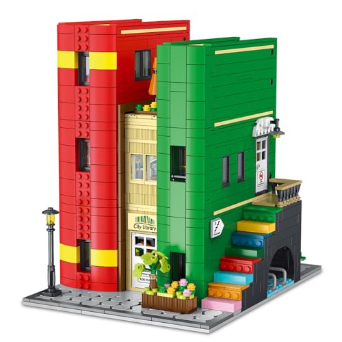 MISINI M2002 Stadtbibliothek Bausteine Set, 2143 PCS Klemmbausteine Modulares MOC Gebäude Ziegel Haus Modell mit Licht, kreatives Gebäude Spielzeug Geschenk für Männer Teens und Kinder von MISINI