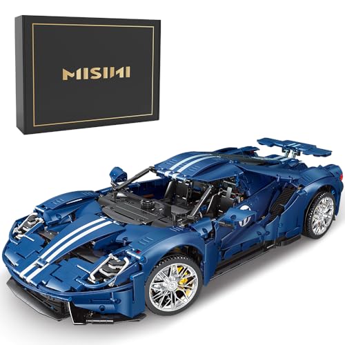 MISINI M6114 Blue Supercar Bausteine Set, 3056 PCS 1: 8 MOC Technik Sportwagen Klemmbausteine Bausatz, Realistic Racer Modell Set Sammelauto Gebäude Geschenk für Erwachsene und Kinder Teens von MISINI