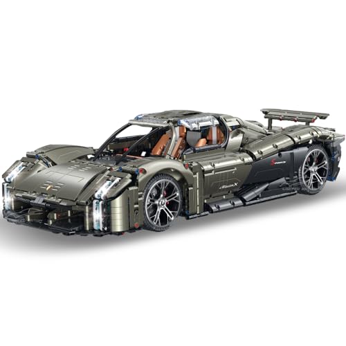 MISINI M6510 Grauer Supercar-Bausteinsatz, 4056 Teile Groß 1:8 Sportwagen Baustein, Bauspielzeug, geeignet für Erwachsene und Jugendliche, MOC Technik Auto Modell Spielzeug von MISINI