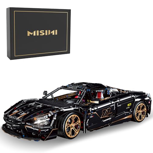 MISINI M6511 7200S Custom Limited Edition 1:8 Sport Auto Bausteine Set, 3658 PCS MOC Metall Perle Bright Black Paint Roadster Modell Set, Sammelauto Gebäude Geschenk für Erwachsene Teens von MISINI