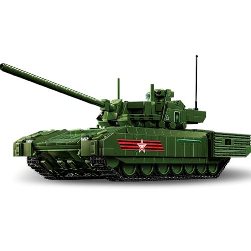 MISINI M6520 T-14 Armata Haupt Schlacht Tank Klemmbausteine Bausatz, 2362 PCS Kreative schwere Tank Modular Bricks Modell, Bildungsgeschenke für Teens Militär Enthusiasten und Erwachsene von MISINI