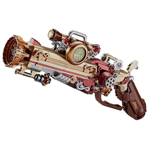 MISINI M6610 Feurige Rosen Vintage Pistole Baukasten Set, 899 Pcs Steampunk Pistole Construction Set, Mittelalterlich Waffen Gewehr Modell, Gun Spielzeug Klemmbausteine für Kinder Alter 6+ von MISINI