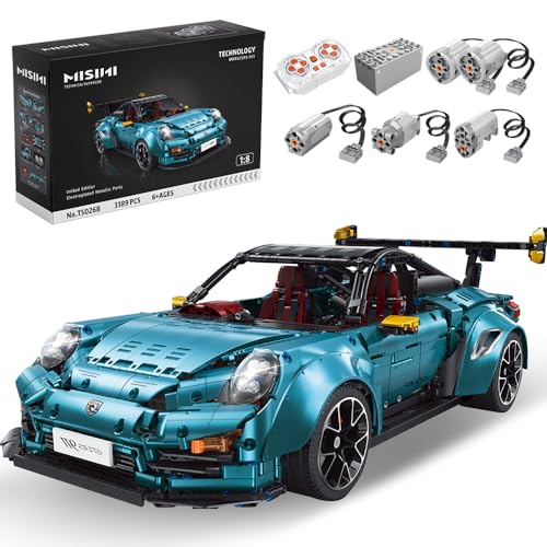 MISINI Taigaole Technik T5026 911 Sportwagen Klemmbausteine Bausatz,1:8 großes ferngesteuertes Modellauto Bausteine mit Motor,3389 Teile Galvanik Autos Bauspielzeug für Erwachsene von MISINI