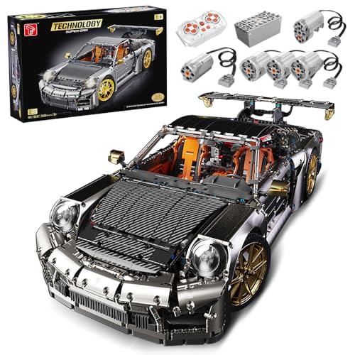 MISINI Technik TGL T5037B 911 Galvanik Supersportwagen Klemmbausteine,5588 Teile 1:6 Modellauto Bausatz mit 5 Motor,MOC Großer Ferngesteuertes Auto-Modell Spielzeug Geschenk für Kinder und Erwachsene von MISINI