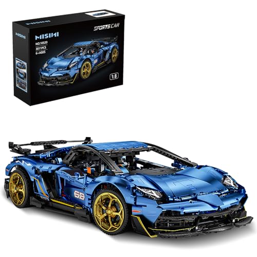 MISINI V12 Technik Klemmbausteine ​​Sportwagen Baustein Set, 1:8 Technik Serie Großes Auto MOC Supercar Spielzeug geeignet für Erwachsene und Jugendliche (3811 Teile) von MISINI