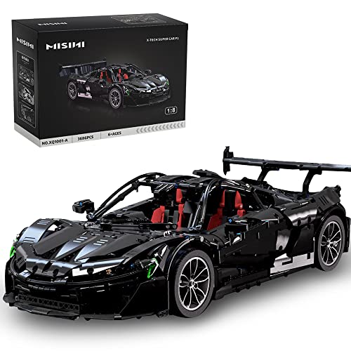 MISINI XQ1001 Technik 1:8 Sportwagen Klemmbausteine Bausatz, 3686 Teile Groß MOC Supercar Bausteine, Realistische Rennmodell-Sammlerstücke, Spielzeug Geschenke für Erwachsene - Static Version von MISINI