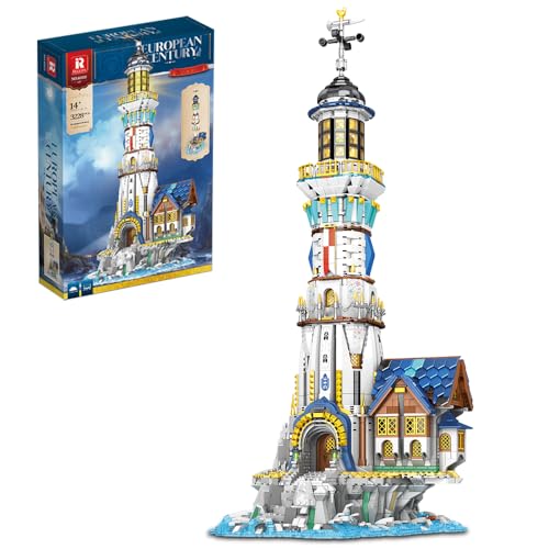 Reobrix 66028 Mittelalter Leuchtturm Klemmbausteine, 3228 Teile Groß MOC Lighthouse Modell Bausteine Bausatz, Spielzeug Geschenk für Erwachsene von MISINI