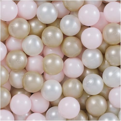 MISIOO Bälle für Bällebad 600 Stück - Bälle Ø 6 cm - Plastikbälle aus 100% LDPE - Hellrosa/Perlen/Gold - Perfekt für sicheres Spielen im Kinderzimmer MISIOO Bälle für Bällebad 600 Stück - Bälle Ø 6 cm - Plastikbälle aus 100% LDPE - Hellrosa/Perlen/Gold - Perfekt für sicheres Spielen im Kinderzimmer von MISIOO