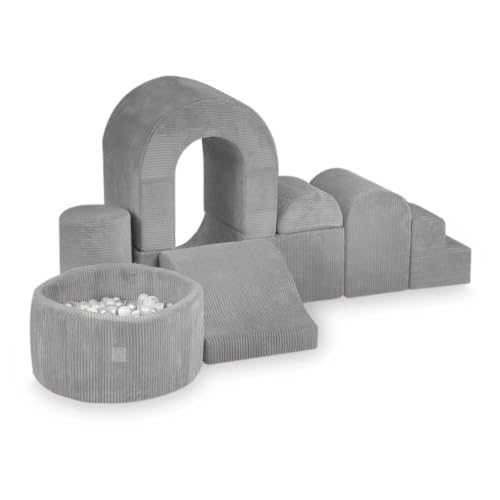 MISIOO Klettergerüst Indoor & Bällebad Baby mit 150 Bällen - Weicher Spielplatz mit 8 Schaumstoff Bausteine Kinder - Perfektes Abenteuer für Kinderzimmer - Cordmaterial MISIOO Klettergerüst Indoor & Bällebad Baby mit 150 Bällen - Weicher Spielplatz mit 8 Schaumstoff Bausteine Kinder - Perfektes Abenteuer für Kinderzimmer - Cordmaterial von MISIOO