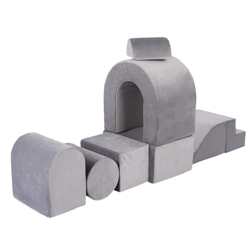 MISIOO Schaumstoff-Spielplatz für Kinder, 8-teiliges Indoor Kletter- & Motorik-Set – Softbausteine mit Veloursbezug: Haus, Bogen, Welle, Kuppel, Würfel, Brücke, Stufe MISIOO Schaumstoff-Spielplatz für Kinder, 8-teiliges Indoor Kletter- & Motorik-Set – Softbausteine mit Veloursbezug: Haus, Bogen, Welle, Kuppel, Würfel, Brücke, Stufe von MISIOO