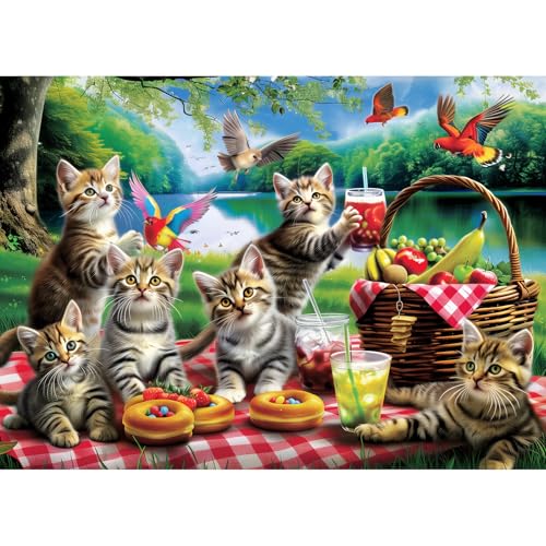 1000 Teile Puzzles für Erwachsene - Picknickkatzen - Puzzle 1000 für Kinder ab 14 Jahren von MISITU