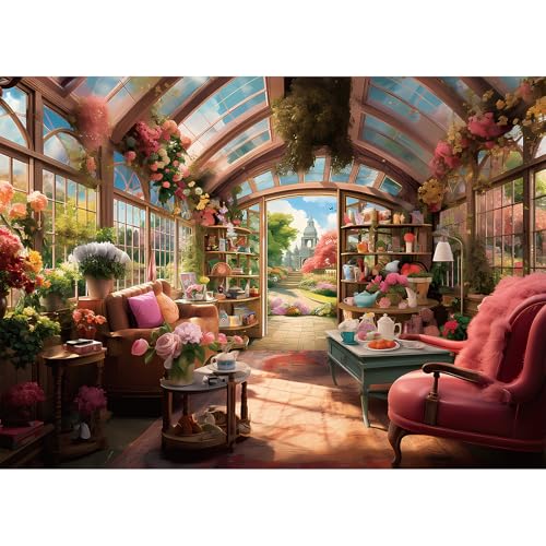 MISITU 1008 Teile Puzzles für Erwachsene Weihnachten Jigsaw Puzzles Herausfordernde schwierige Puzzles Romantische Gartenlandschaft Puzzles Countdown Puzzles Adventspuzzles 71,1 x 50,8 cm von MISITU