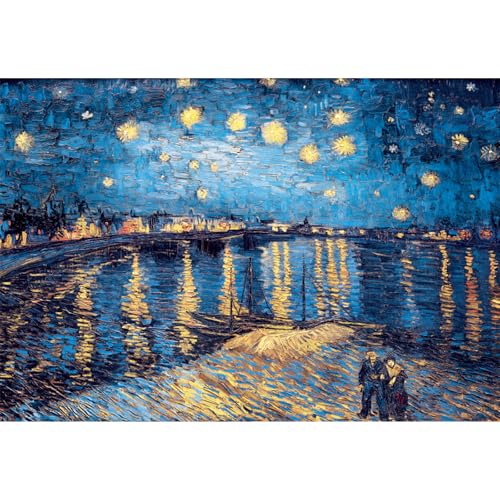 MISITU 2000 Teile Puzzles für Erwachsene, Art Van Gogh Puzzle "Sternennacht in Rhone River" Familienspiel Geschenk Herausforderndes schwieriges Puzzle für Kinder ab 14 Jahren von MISITU