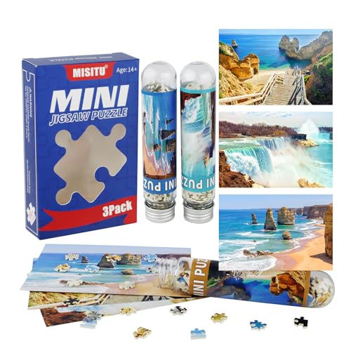 MISITU 3er-Pack Puzzles mit 150 Teilen für Erwachsene - Strand Wasserfall - Tragbares Puzzle für unterwegs von MISITU