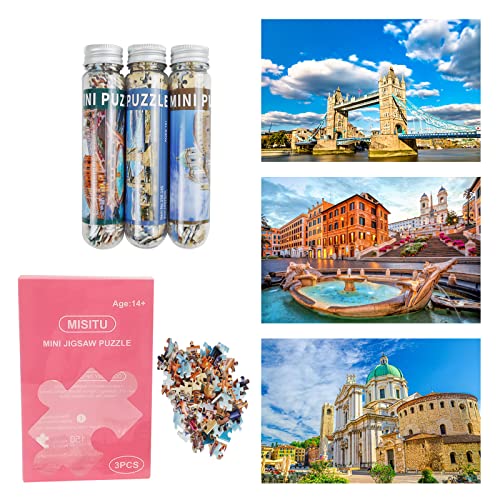 MISITU 3er-Pack mit 150-teiligen Mini-Puzzles für Erwachsene, kleine knifflige, herausfordernde Kunstfertigkeit für Erwachsene (Tower Bridge) von MISITU