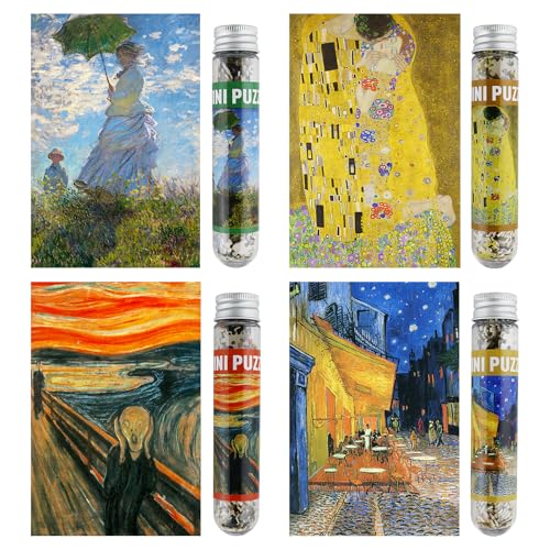 MISITU 4er-Pack Mini Puzzles mit 150 Teilen für Erwachsene Kunst Ölgemälde Puzzle Reisepuzzle als Heimdekoration von MISITU