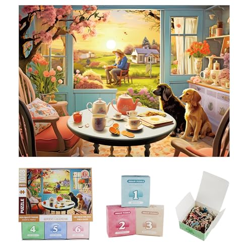 MISITU Jigsaw Puzzle 1008 Teile für Erwachsene - Zwei Hunde im Esszimmer - 70 x 50 cm von MISITU