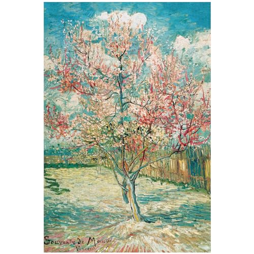 MISITU Mini Puzzles 1000 Teile Van Gogh Ölgemälde Puzzles für Erwachsene – Pfirsichblüte – Super anspruchsvolles Mini Puzzle 38 x 26 cm Heimdekoration von MISITU