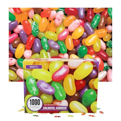 MISITU Mini Puzzles 1000 Teilige Puzzles für Erwachsene – Bunte Bonbons – Super Anspruchsvolles Mini Puzzle 38 x 26 cm Heimdekoration von MISITU