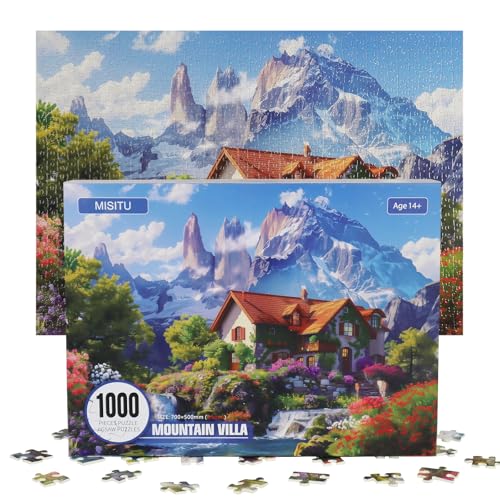 MISITU Puzzle 1000 Teile für Erwachsene Berge und Villen 70 x 50cm von MISITU