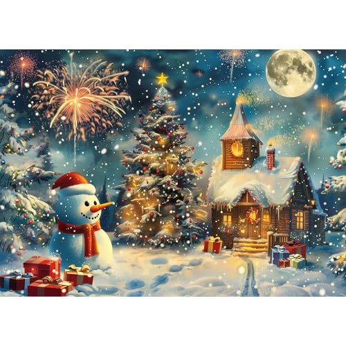 MISITU Puzzle 1000 Teile für Erwachsene Schneemann am Heiligabend 70 x 50cm von MISITU