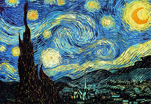 MISITU Puzzles 2000 Teile für Erwachsene Ölgemälde Kunst Puzzle Sternennacht Van Gogh Puzzle für Kinder ab 14 Jahren von MISITU