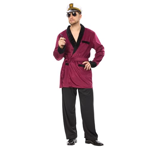 MISS FANTASY Rote Robe Kostüm – Halloween-Kostüme für Erwachsene, roter Samt, Robe, Kostüm für Herren und Damen, roter Samt, Kostüm und schwarze Hose, Halloween-Kostüm, Zubehör, Größe XL von MISS FANTASY