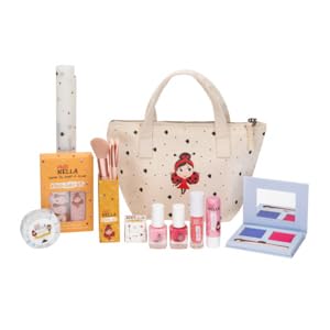 Miss Nella Kinder-Make-up- und Nagellack-Set für kleine Mädchen, hypoallergen, dermatologisch getestet, ungiftig, Kosmetiktasche aus Segeltuch, sicher und lustig (It's My Party Blue) von MISS NELLA