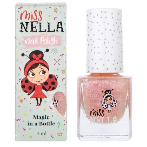 Miss Nella New magische Sammlung Abracadabra abziehbarer Nagellack speziell für Kinder, rosa Glitzer, Peel-Off-Formel, ungiftig, wasserbasiert und geruchsneutral von MISS NELLA